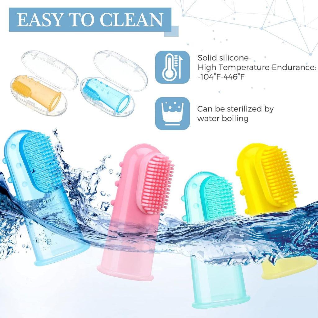 Zopeal 8 Sets Baby Finger Toothbrush for Toddler Kids with Boxes Travel Storage Case Silicone Soft Finger Toothbrush for Infant Newborns Lids Training Healthy Oral Habits Teething Cleaning Massaging