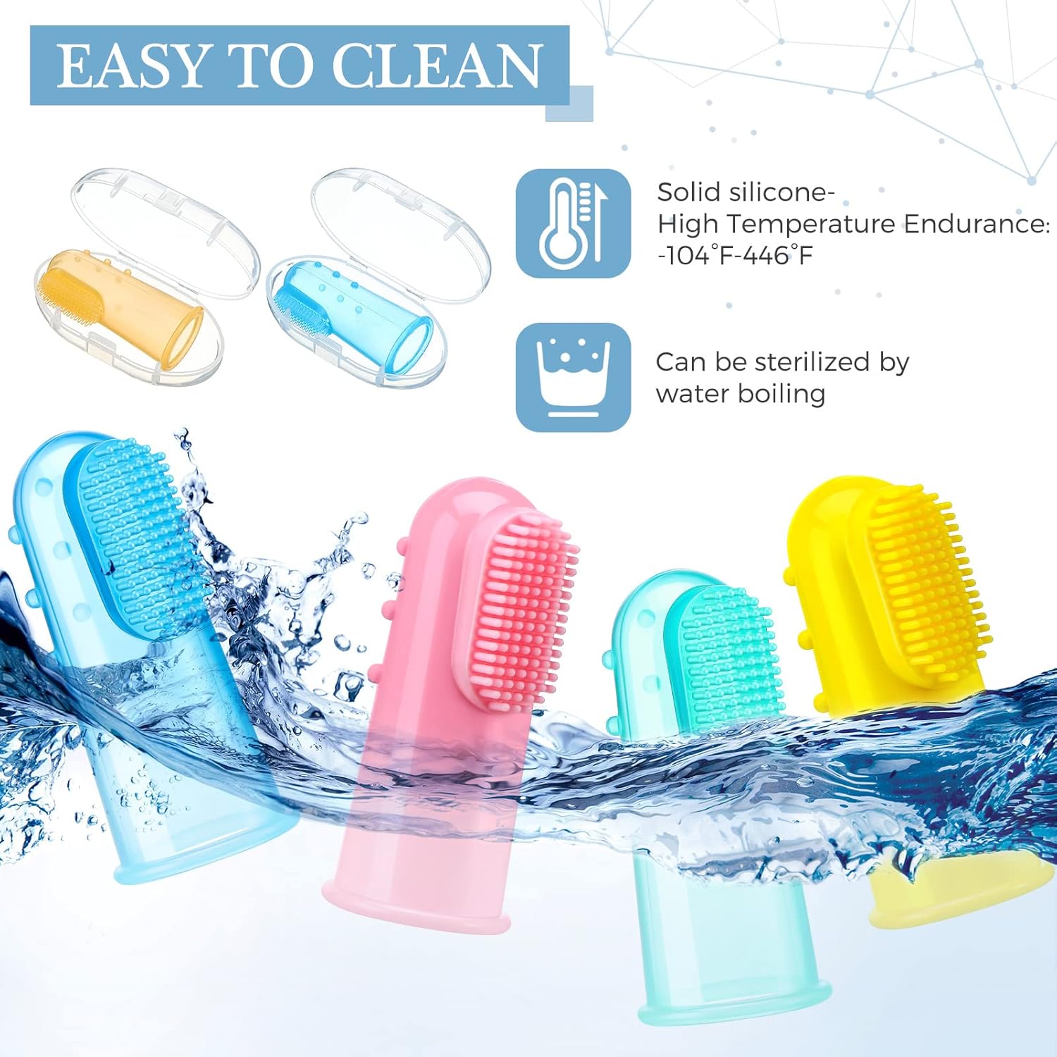 Zopeal 8 Sets Baby Finger Toothbrush for Toddler Kids with Boxes Travel Storage Case Silicone Soft Finger Toothbrush for Infant Newborns Lids Training Healthy Oral Habits Teething Cleaning Massaging