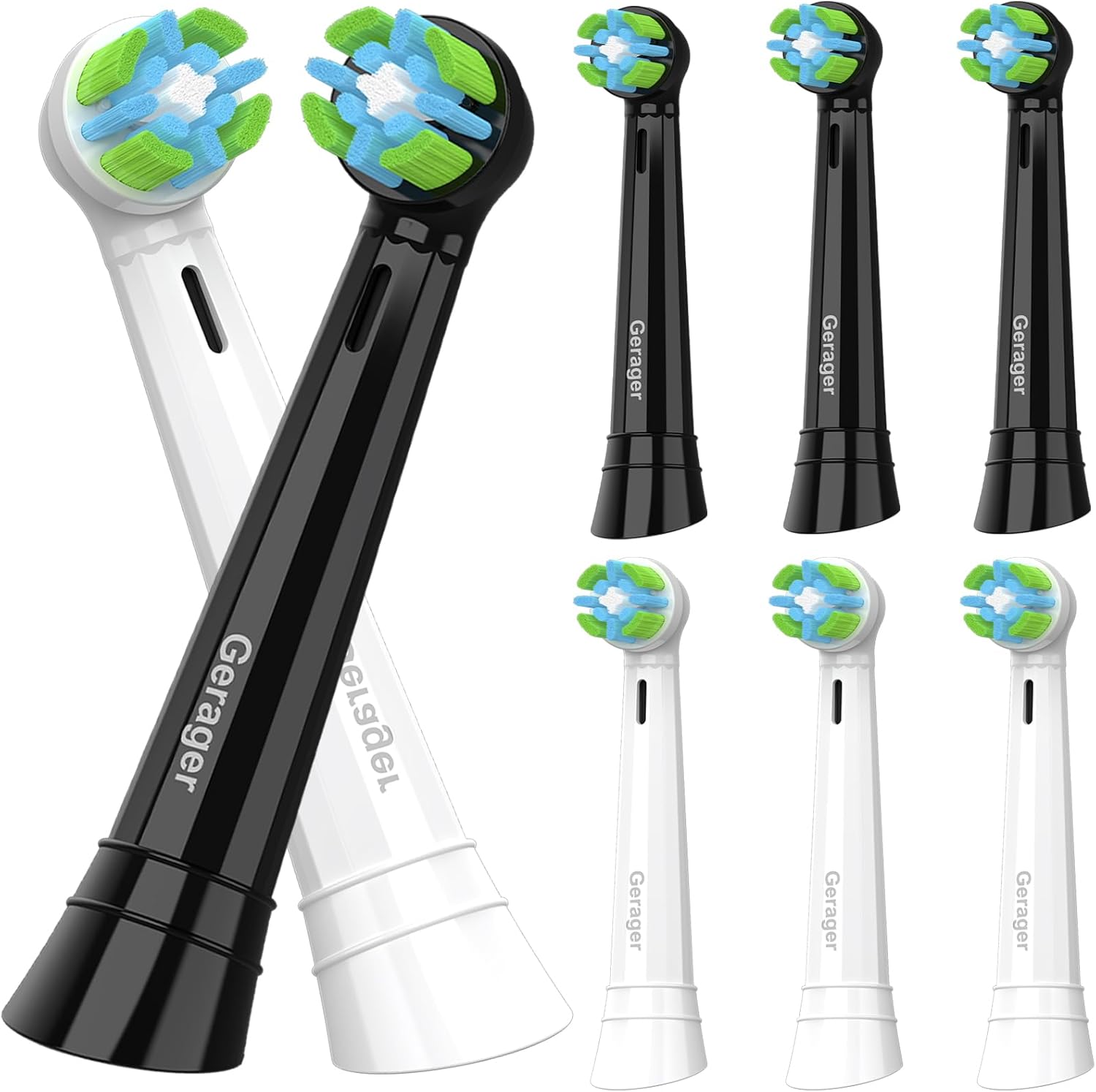 8 Pack Toothbrush Replacement Heads Compatible with Oral B iO, Toothbrush Heads Compatible with Oral B iO 3 4 5 6 7 8 9 10 Series Electric Toothbrushes, Black/White