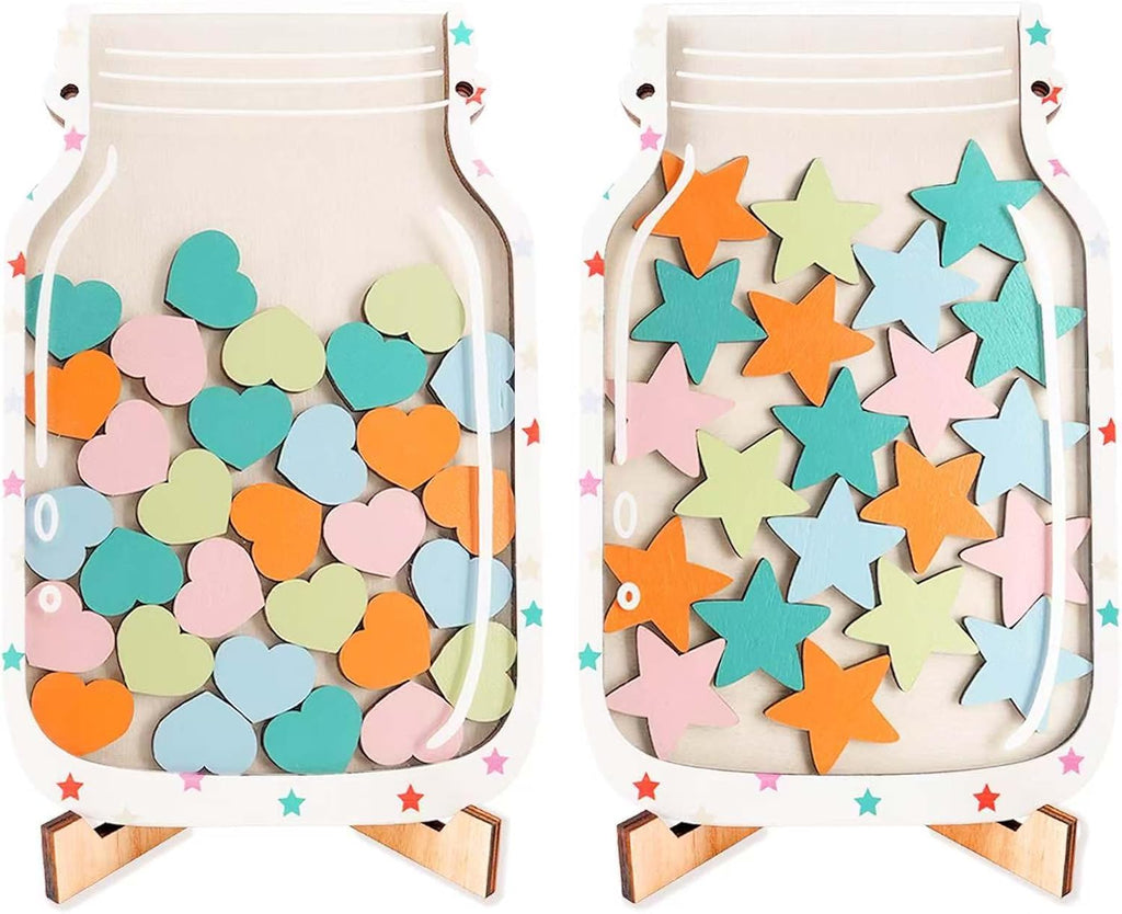 2 Pack Magnetic Reward Jar with Star & Heart, Star Jar Reward System for Kids, Reward Home Kids Incentive Good Home Training for Boys Girls