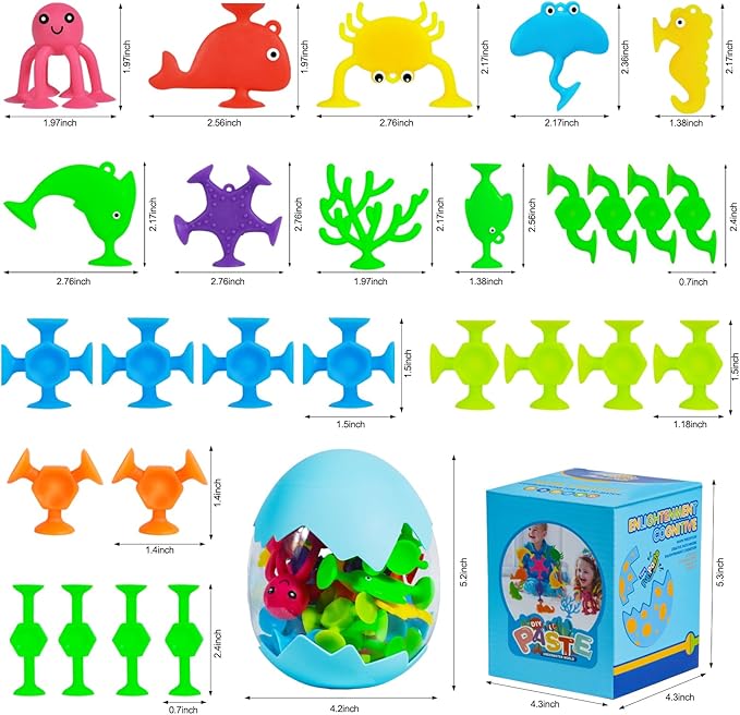 Bath Toys - 27 PCS Suction Cup Toys Bathtub Toy Shower Toy for Kids Ages 4-8,Sensory Toys for 3 4 5 6 7 Year Old Boys Girls,Mold Free Bath Toy Travel Toy