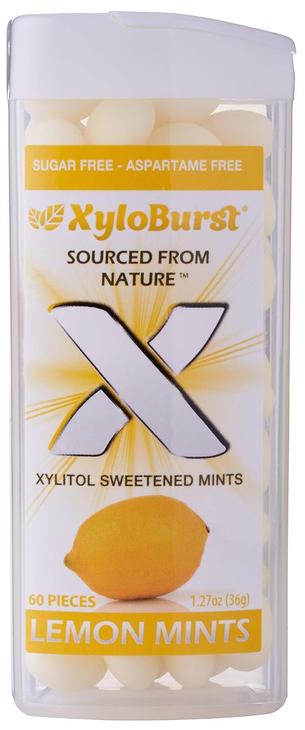 XyloBurst - Xylitol Mints | Sugar Free Breath Mints for Oral Health | Gluten Free, Vegan, Keto Friendly | Aspartame Free | Variety Pack | 60 Count Jar, 8-Pack