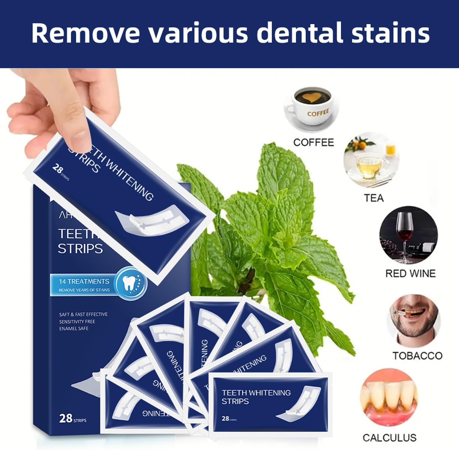 Teeth Whitening Strips,Enamel Safe, 28 Strips for Sensitive Teeth,Professional and Natural Teeth Whitening Kit,14 Treatments
