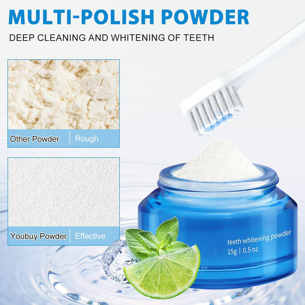 Teeth Whitening Powder, Natural Teeth Whitener, Teeth Whitening Powder Toothpaste, Instant Teeth Whitening and Stain Removal, Fresh Breath (2PCS)