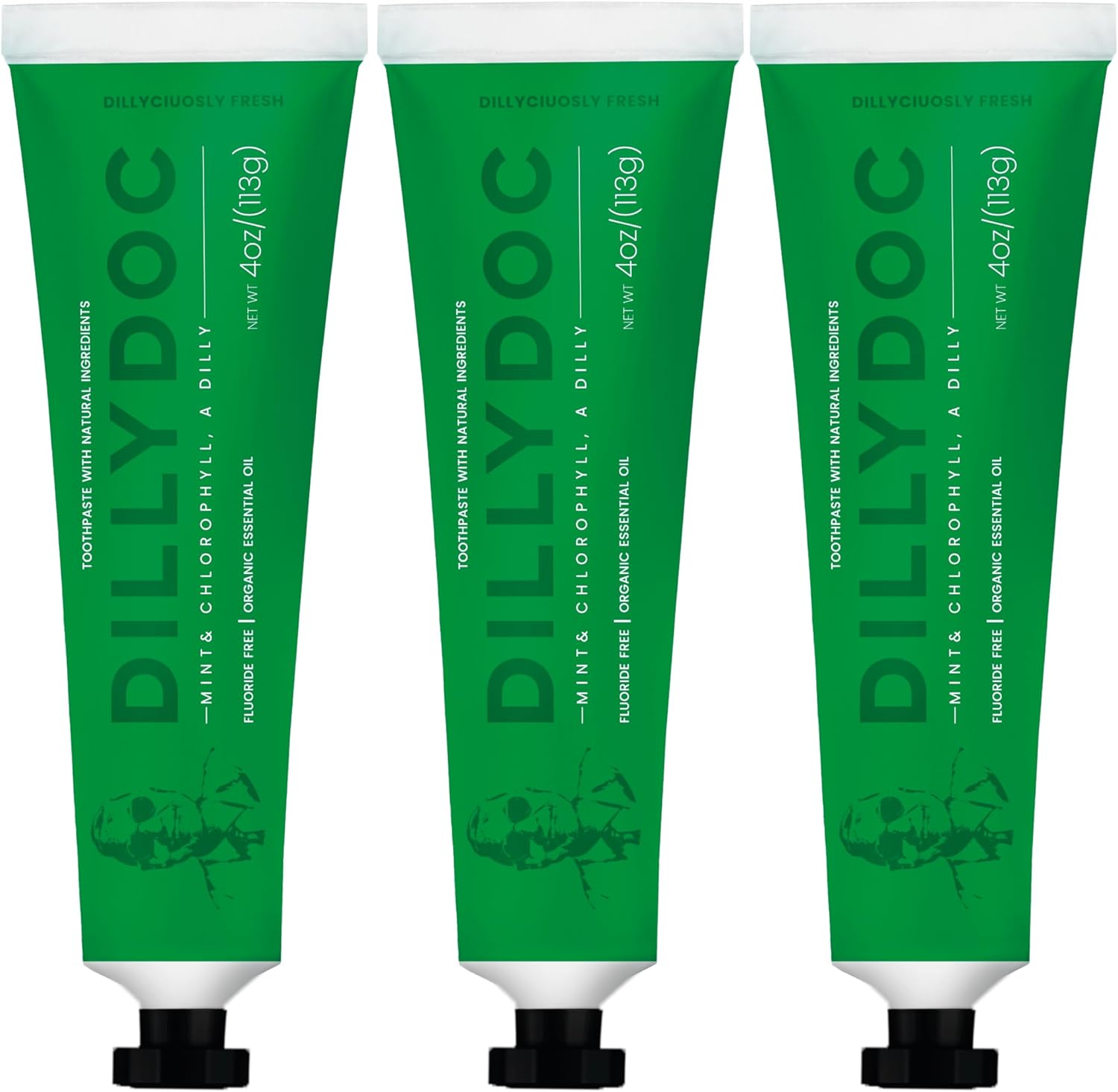 Fluoride-Free Mint Toothpaste for Fresh Breath, Gentle on Teeth, Natural Ingredients, Eco-Friendly Bioplastic Tube, Sustainable Oral Care for Adults and Kids (3 Pack, Mint & Chlorophyll)