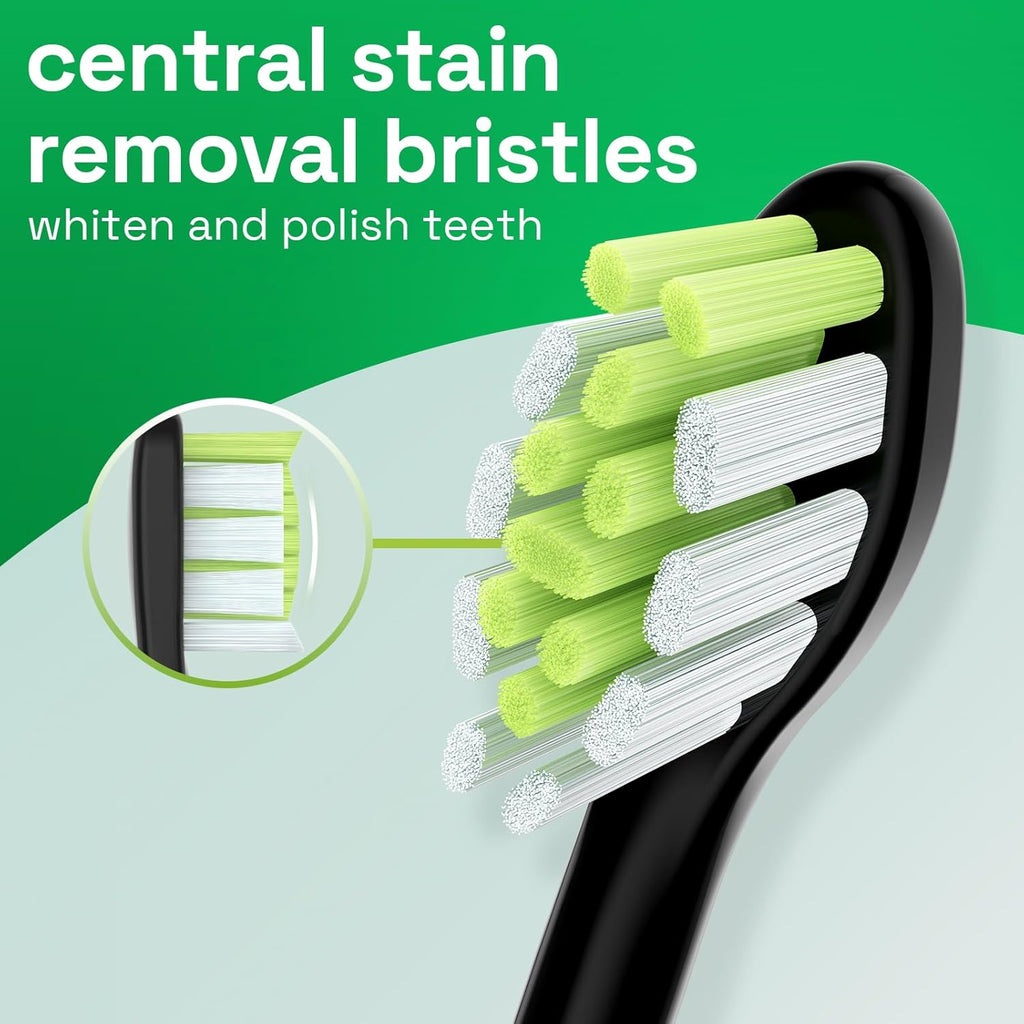 Brushmo Whitening Replacement Toothbrush Heads Compatible with Philips Sonicare DiamondClean HX6062/65, Black, 8 Pack