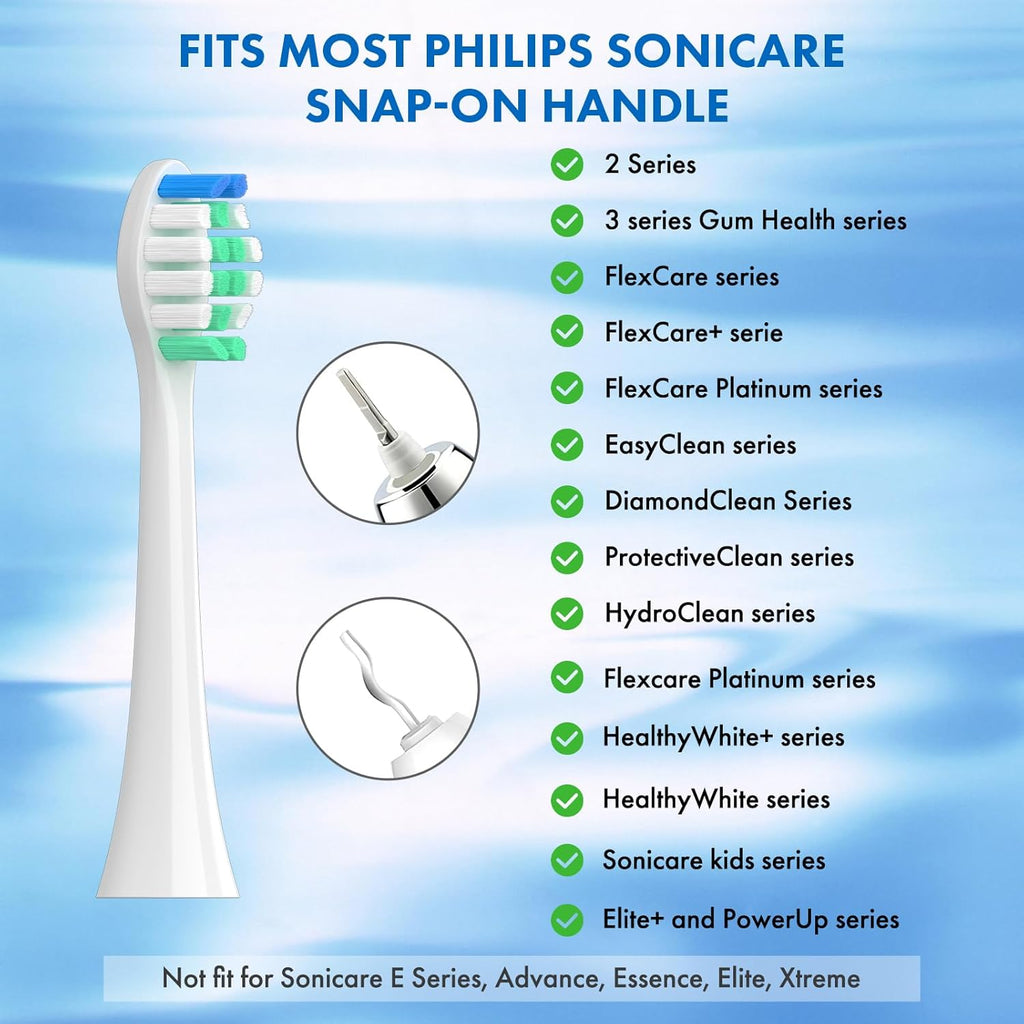 Replacement Toothbrush Heads Compatible with Philips Sonicare：10 Pack Soft Replacement Electric Brush Head for 4100 5100 6100 HX9023/65 W Optimal Plaque Control Snap-on System