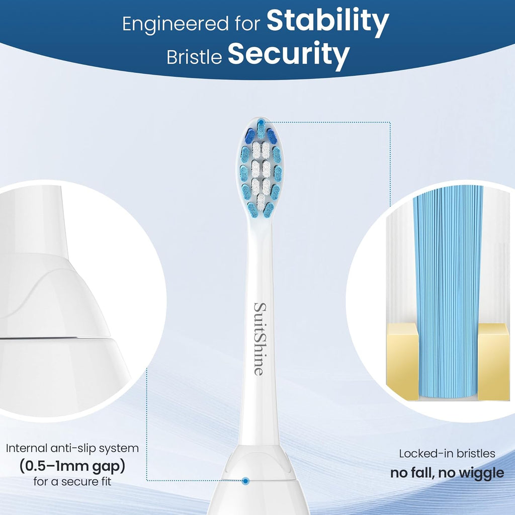 Replacement Toothbrush Heads Compatible with Philips Sonicare and More Click-on Handles 8 Pack Blackwhite