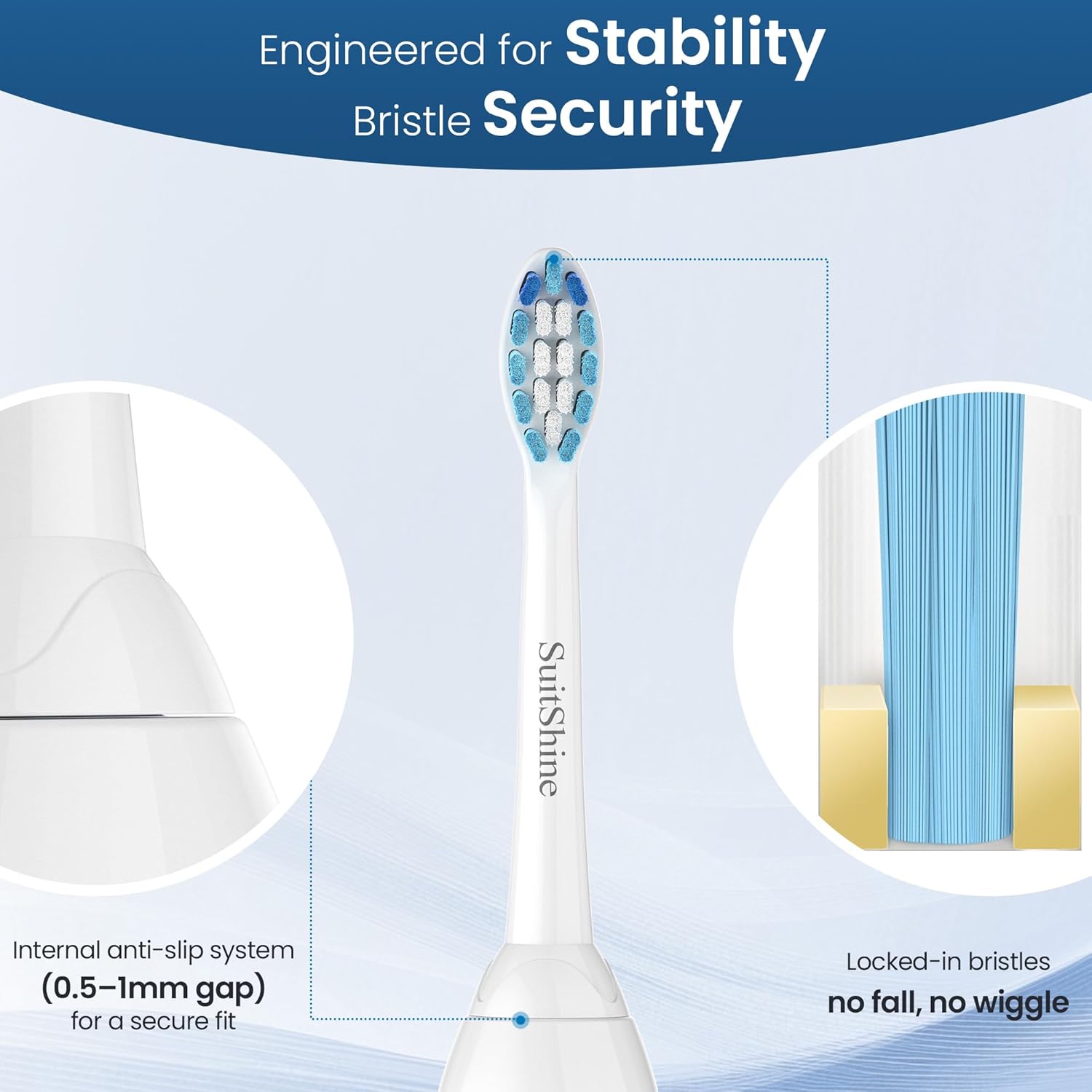 Replacement Toothbrush Heads Compatible with Philips Sonicare and More Click-on Handles 8 Pack White