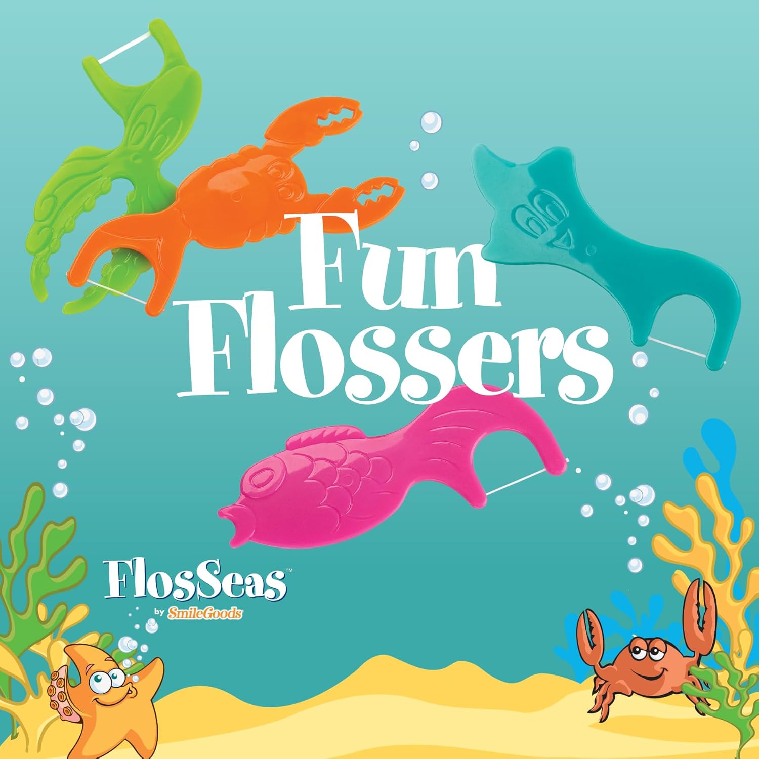 Practicon FlosSeas Child Dental Care Kit, Travel Size Bundle w/Assorted Color Toothbrush, Kids Toothpaste and Flossers, TSA Friendly Kids Oral Care Kit