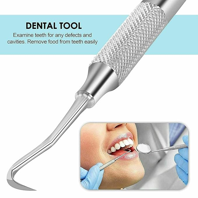 Professional Dental Tools - Dental Pick, Dental Scaler for Tartar Plaque Remover Tooth Cleaner Teeth Scraper Dentist Hygienist Kit Sickle Scaler Teeth Cleaning Set Stainless Steel 1 Pc By Krisp Beauty
