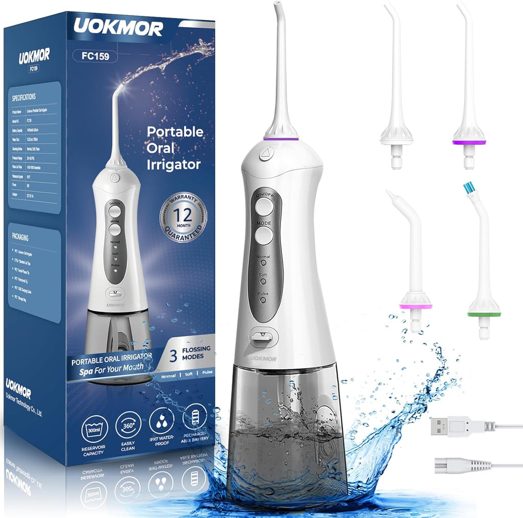 Water Flosser Cordless Teeth Pick: Portable Adults Dental Oral Irrigator for Travel Flossers Cleaning Picks 300ML