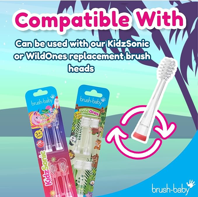 brush-baby - KidzSonic Flamingo Kids Electric Toothbrush for Ages 3+ with Disco LED Lights, Gentle Sonic Vibrations, 2-Minute Smart Timer & 30‑Second Pulse Reminders – AAA Battery Included