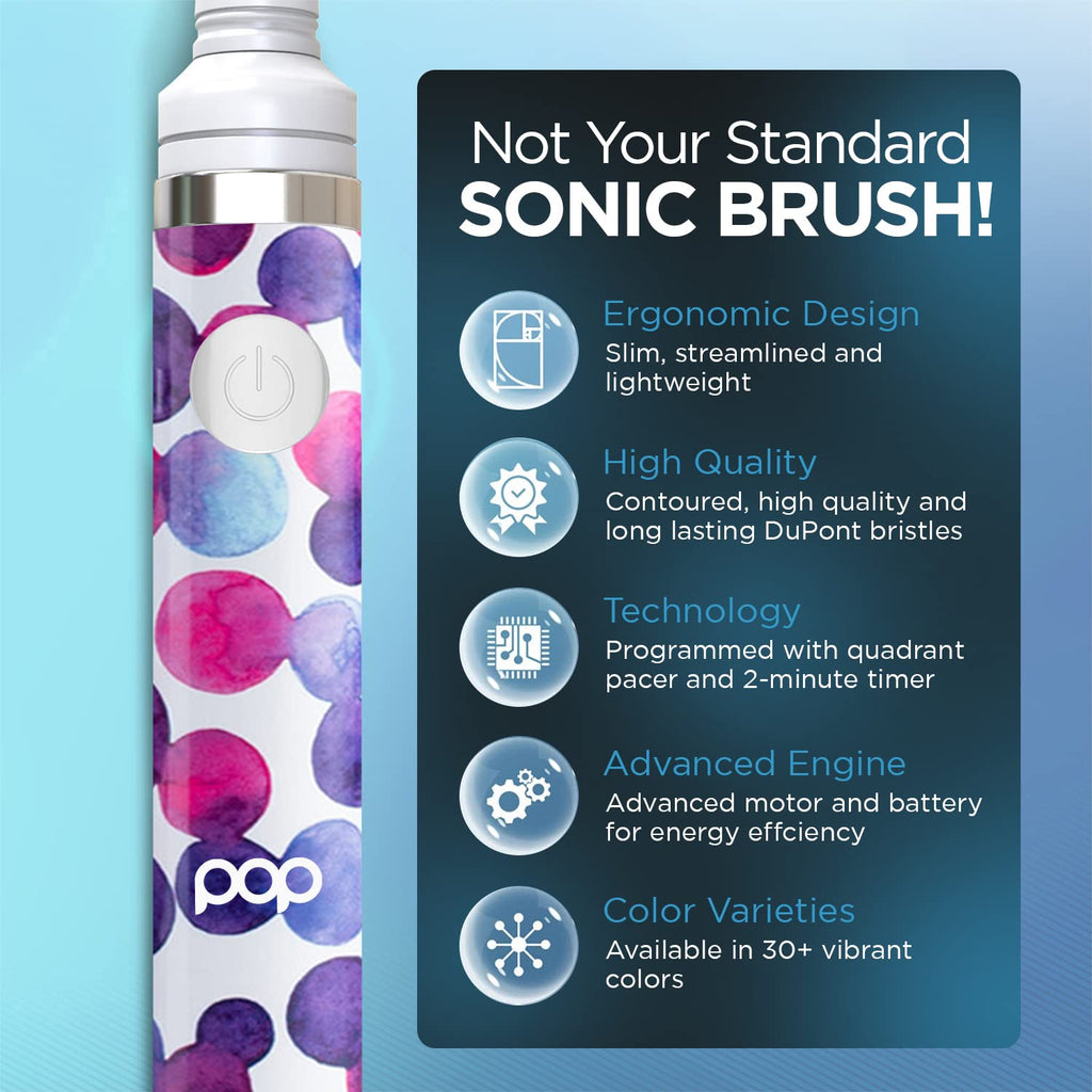 Pop Sonic Electric Toothbrush (Purple Bubble) - Travel Toothbrushes w/AAA Battery | Kids Electric Toothbrushes with 2 Speed & 15,000-30,000 Strokes/Minute, Dupont Nylon Bristles