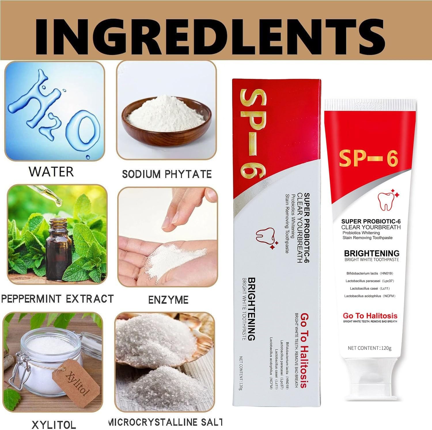 2 Pcs SP-6 Probiotic Whitening Toothpaste, Fresh Breath Deep Cleaning Care Gum Health.