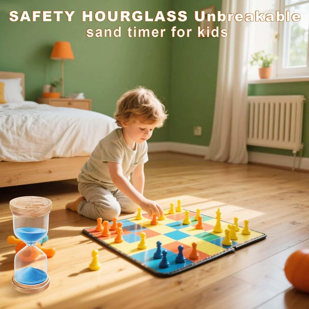 1 Minute Sand Timer, Wooden Sand Clock for Kids, Wood Hourglass, Small Sandglass 1 Min for Classroom,Game,Decorative,Toothbrush (Blue)