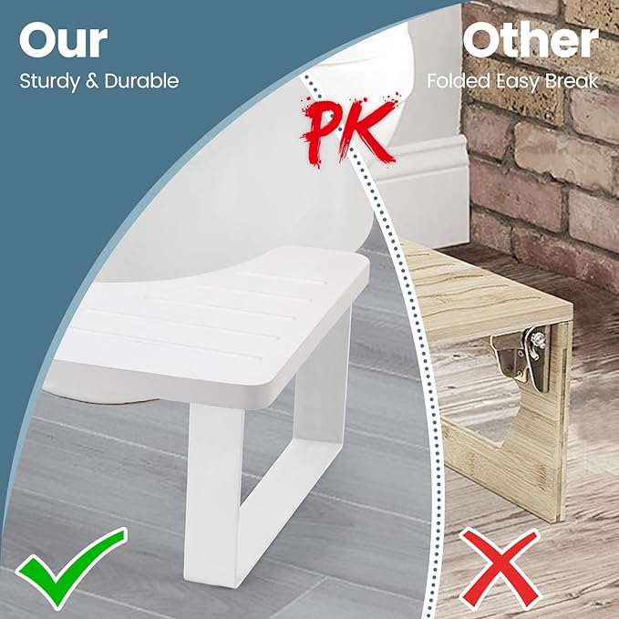 Bathroom Stool,Bamboo Toilet for Bathroom,Toilet Stools,Potty for Pooping,Poop Stool,Toilet Step Toddler,Portable Squatting Pan with Dual Anti Slip Design,Stain,Scratch,CrackProof(White)