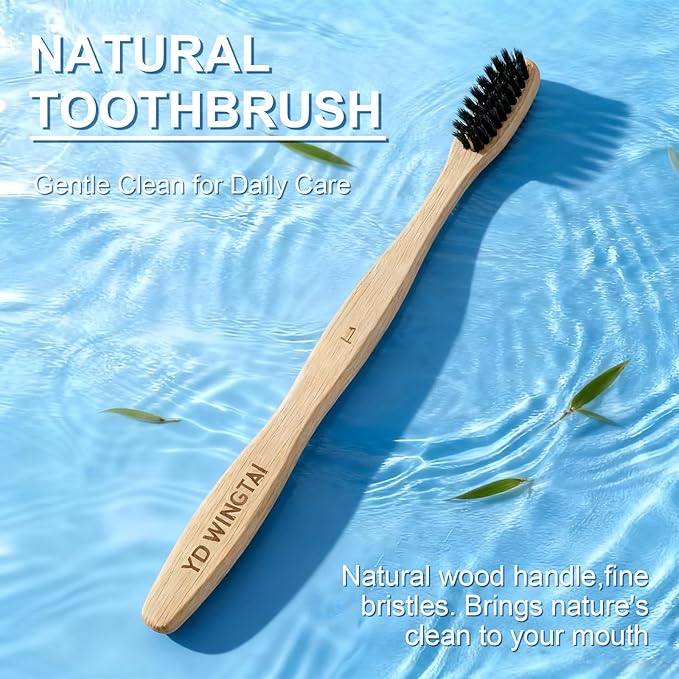 Bamboo Toothbrush Biodegradable WoodenToothbrushes 12pack Natural Travel Size Organic Charcoal Tooth Brush