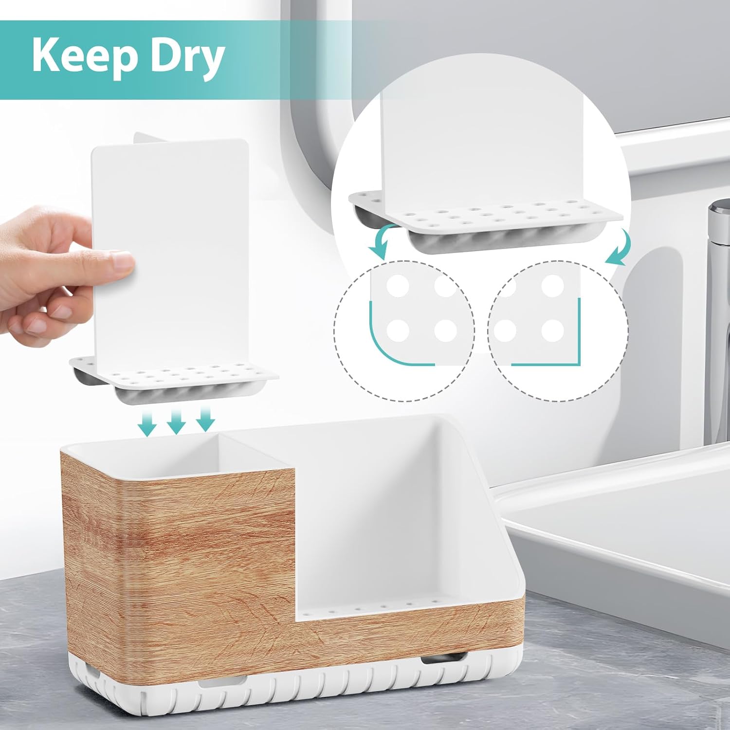 Toothbrush Holders for Bathrooms Countertop Organizer and Storage, Kids Electric Toothbrush and Toothpaste Holder, Bathroom Accessories Vanity Organizer (Wood Grain)