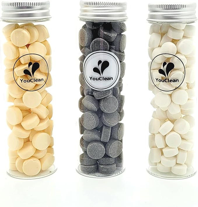 90 Toothpaste Tablets in Refill/Recycle Glass Tube - for Travel and Daily Home Office Use - Nano Hydroxyapatite, Fluoride-Free, Vegan (Charcoal Mint)