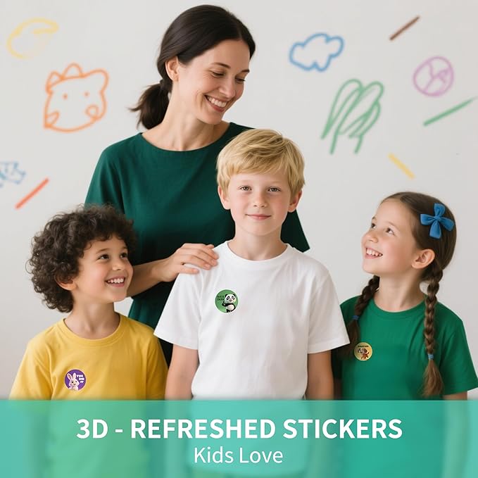 1000PCS Reward Stickers, Teacher Stickers for Kids Classroom 3D Animal Motivational Sticker for Kids to Earn as Good Job Sticker