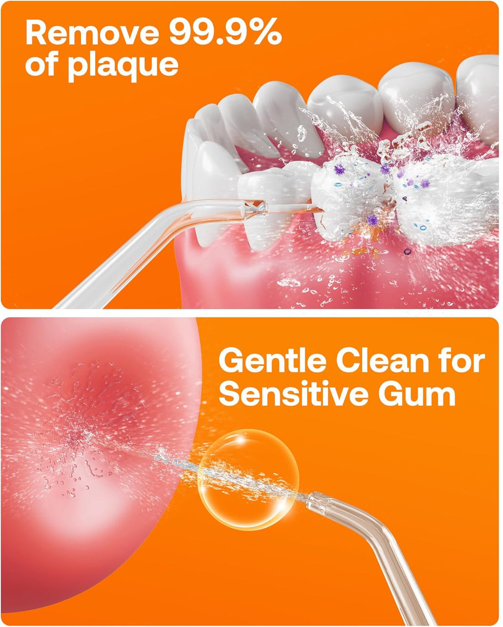 Bitvae Water Dental Flosser Teeth Picks, Cordless Water Flosser for Teeth, Braces, Dental Care and Rechargeable Rotary Electric Toothbrush Combo Set, 4 Tips, 4 Brush Heads, Waterproof, Pink, C5+R1