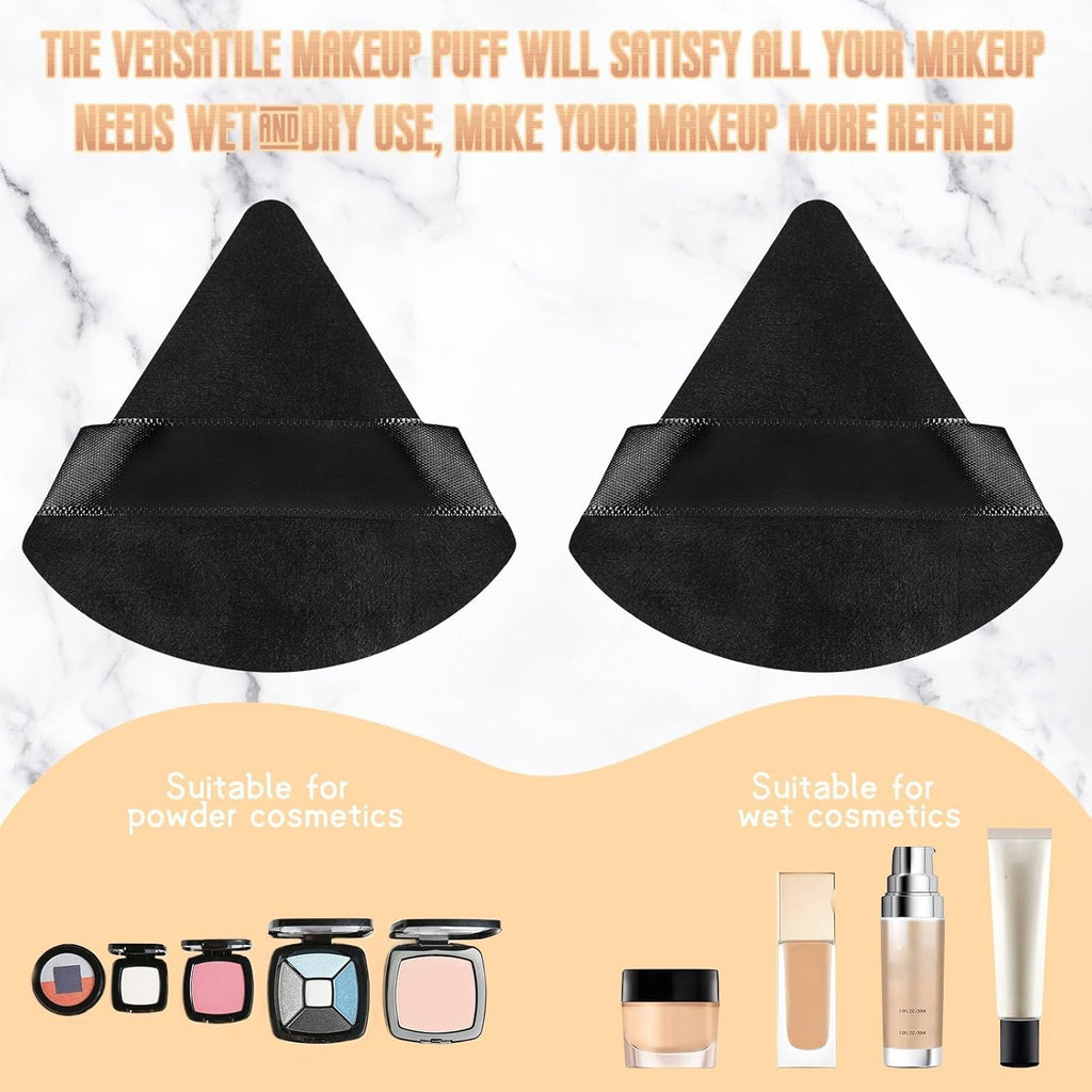 Suclain 48 Pcs Velour Triangle Powder Puff Soft Velour Makeup Puff for Face Powder Makeup Triangle Sponges for Wet and Dry Cosmetic Foundation Loose Mineral Body Tool(Black)