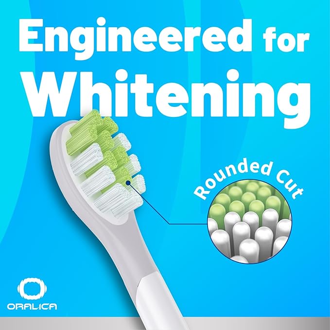 Japanese Brand Whitening Replacement Toothbrush Heads, Compatible with Philips Sonicare Click-on Handles, 6 Pack, Medium, with Tongue Cleaner (CA668, White)
