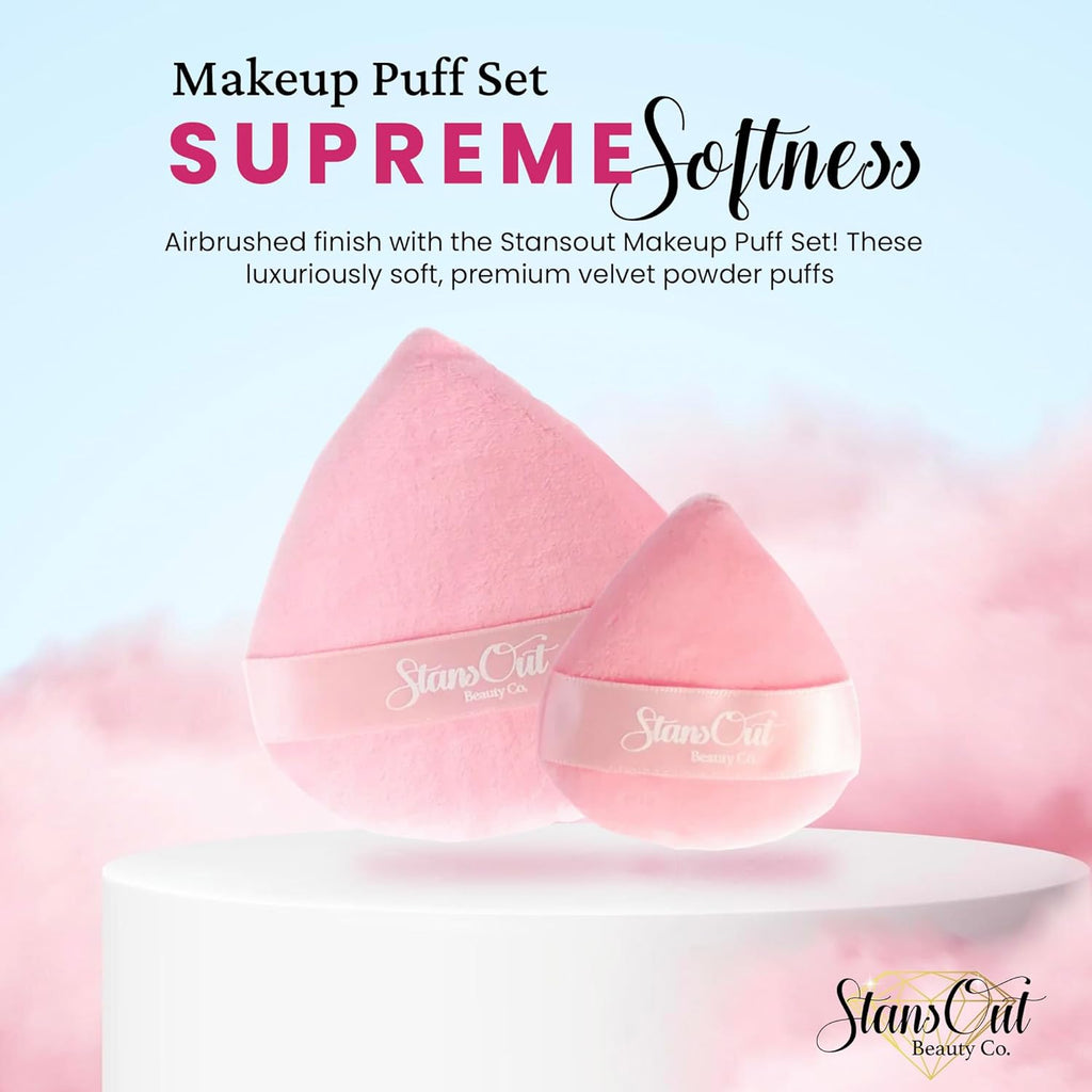 StansOut Beauty Velvet Makeup Puff Set (2-Pack) - Luxuriously Soft Powder Puffs for Seamless Face Makeup Application - Premium Quality - Perfect for Flawless On-the-Go Touch-Ups