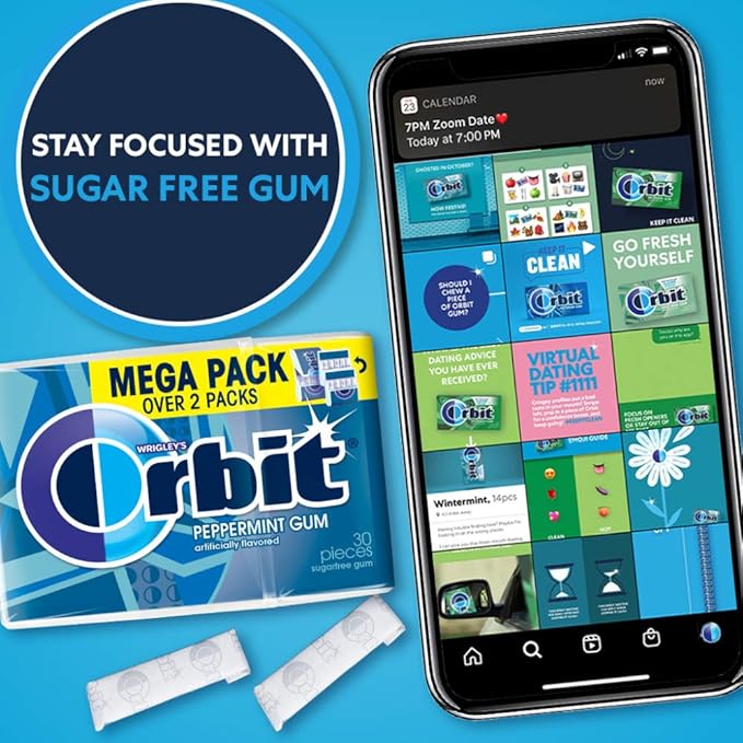 ORBIT Peppermint Sugar Free Chewing Gum - Chewing Gum Bulk Pack, 32.1 oz, 30 Count (Pack of 6)