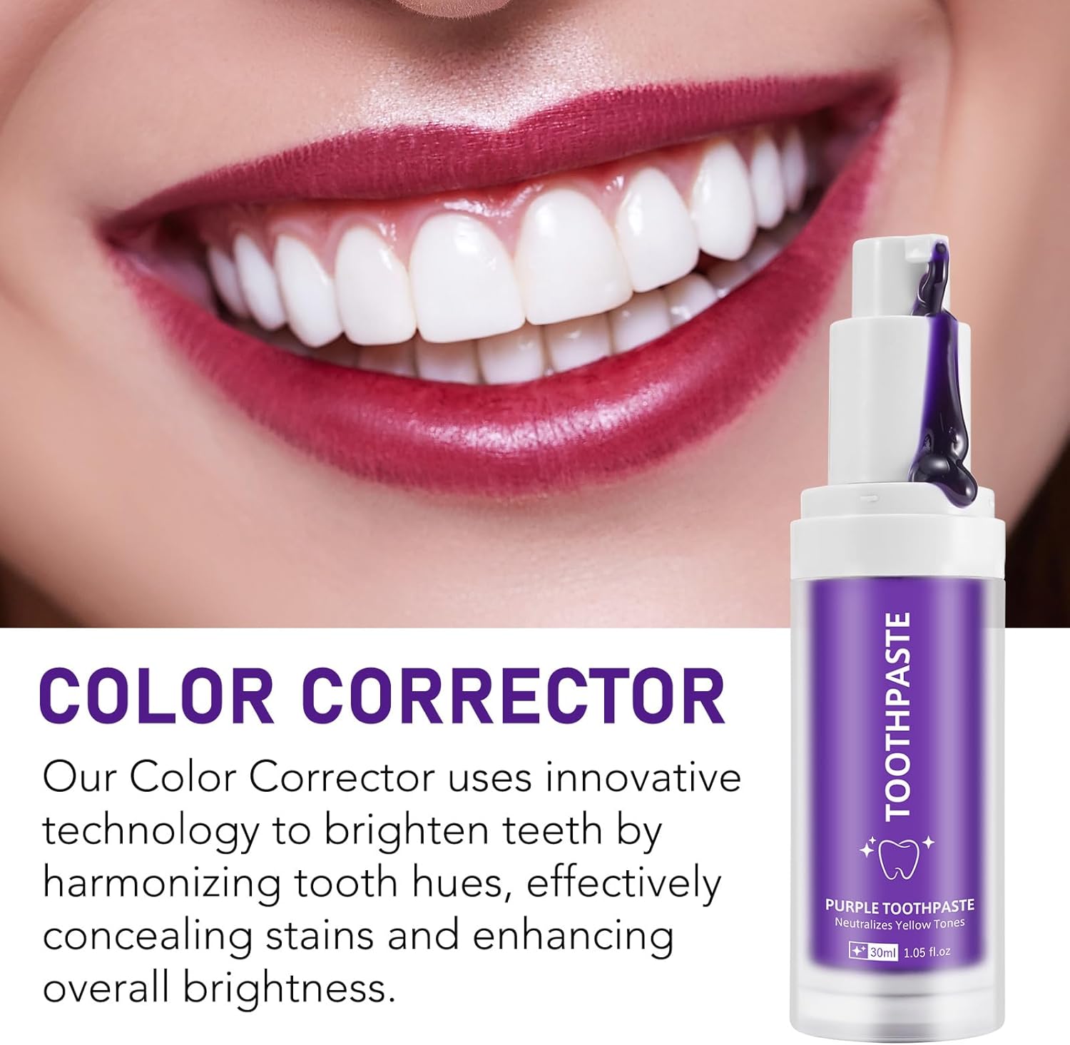 Purple Toothpaste for Teeth Whitening |Purples Teeth Whitening Kit |Stain Removal & Enamel Safe | Fresh Breath Formula with Unique Purple |for Coffee/Smokers/Tea