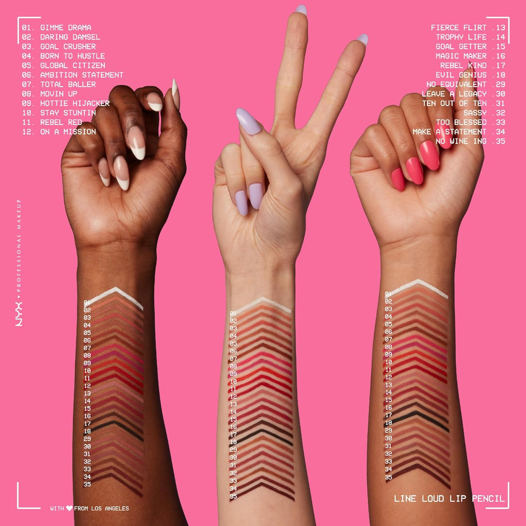 NYX PROFESSIONAL MAKEUP Line Loud Lip Liner, Longwear and Pigmented Lip Pencil with Jojoba Oil & Vitamin E - No Wine-ing