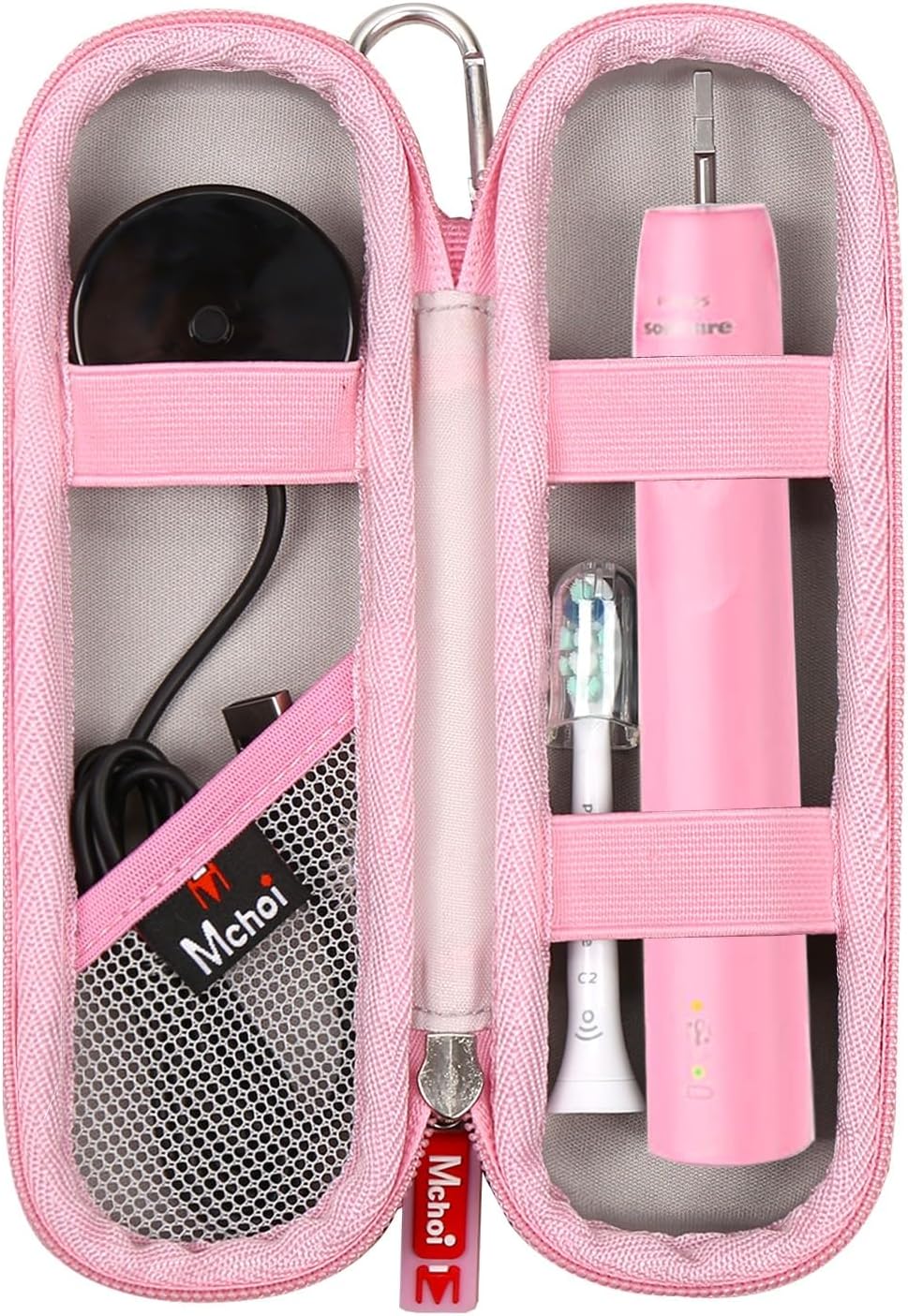 Mchoi Travel Case for Phlips Sonicare 4100 5100 1100 6100 5300 and Most Other Electric Toothbrush, Pink, Case Only