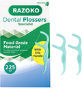 RAZOKO Dental Floss Picks | Toothpick, Shred-Resistant Floss, Easy Grip Handle, Fresh Mint Flavor, 75 Count (Pack of 3)