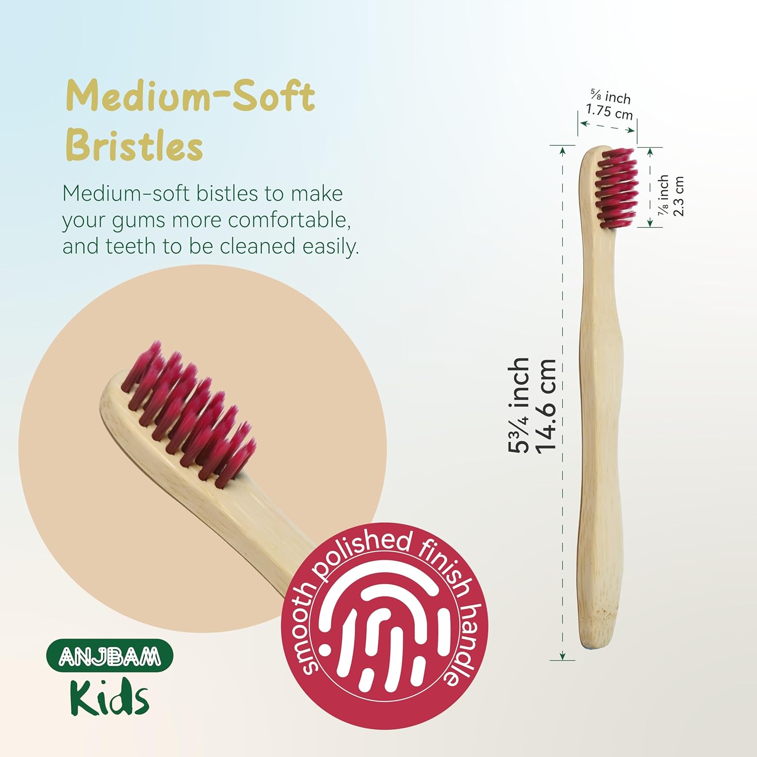 Children Bamboo Toothbrushes for 3 y+ Tots, BPA Free Bristles, Medium Soft, 6 PCS Bamboo Toothbrush for Dental Hygiene, Compostable and Sustainable, Ergonomic Wave-Shaped Handle