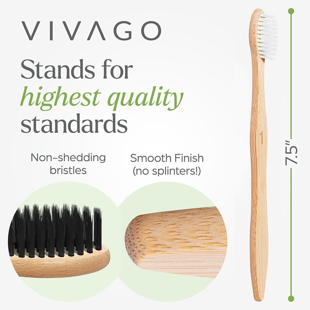 Soft Flossing Bamboo Toothbrushes 10 Pack - BPA Free Soft Bristles Toothbrushes for Adults, Natural Wooden Toothbrush