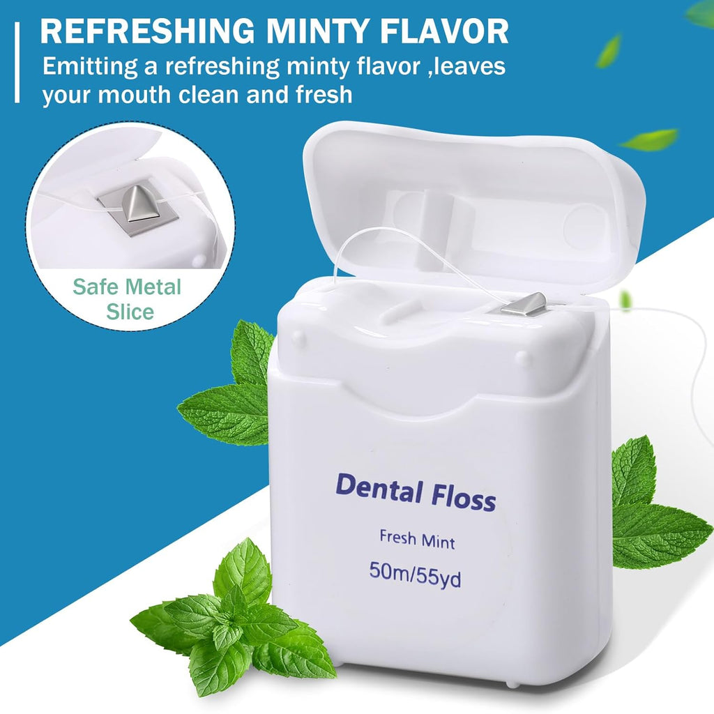Honeydak 150 Pack Dental Floss Bulk Mint Flavored Floss 50m Each Travel Dental Floss Oral Care for Teeth and Gum Protection (White)