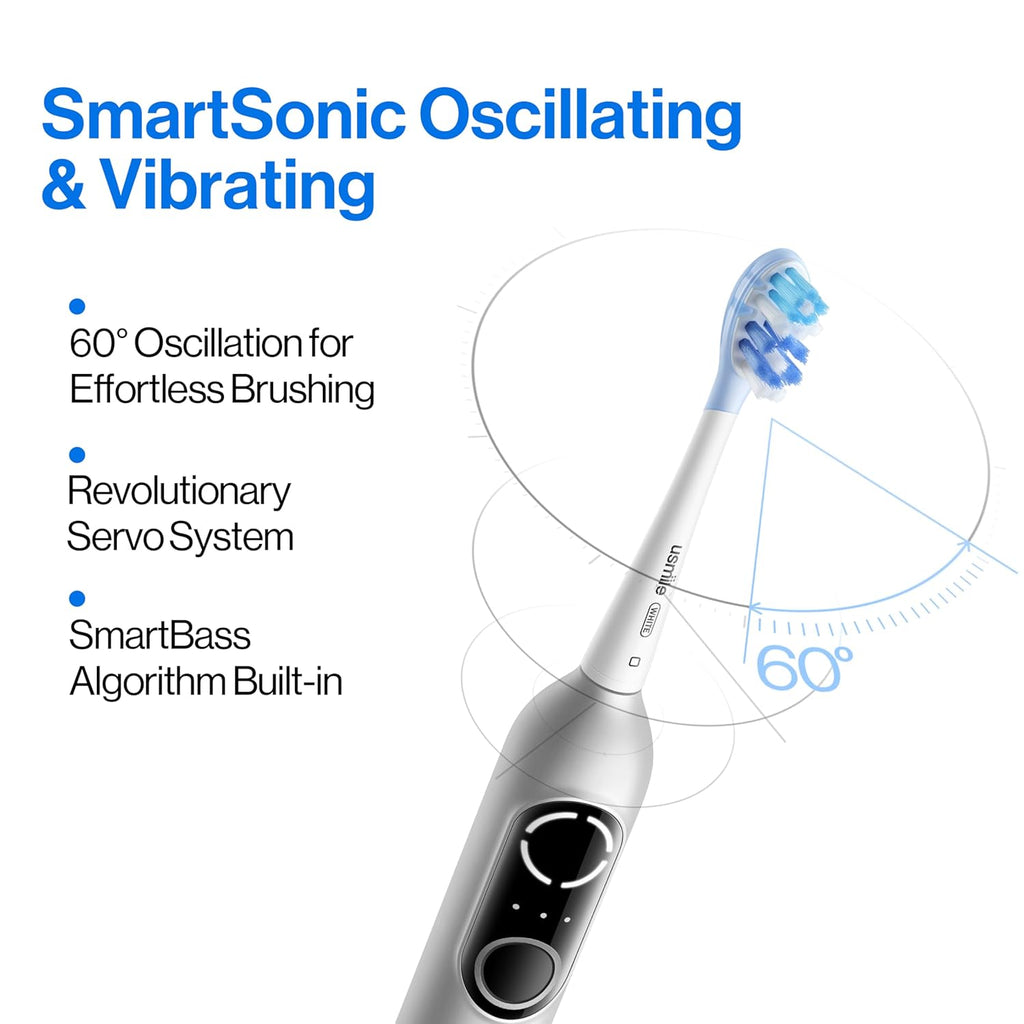 usmile P20 PRO Oscillating-Vibrating Electric Toothbrush, Electric Toothbrush for Adults, Rechargeable Travel Powered Toothbrush with Timer, 90-Day Battery Life