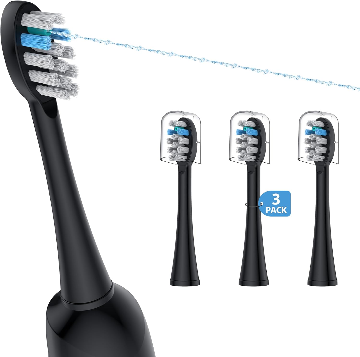 3 Pack Toothbrush Replacement Heads Compatible with WaterPik Sonic Fusion 2.0, FitMount Flossing Brush Head Fit for Water-Pic SF-01W SF-02W and 2.0 SF-03 SF-04
