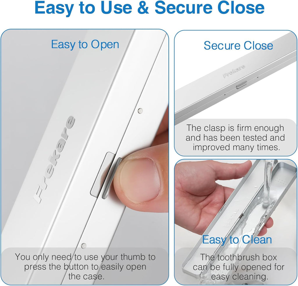 Toothbrush Travel Case Aluminum, Manual Tooth Brush Holder for Traveling, Portable Toothbrush Container for Bathroom, Camping, Business Trip, School (Silver)