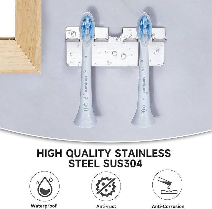 Toothbrush Holders, Electric Toothbrush Head Holder Wall Mounted, Stainless Steel Toothbrush Holder Toothbrush Organizer, Self Adhesive Tooth Brushing Holder, Razor Holder for Bathroom