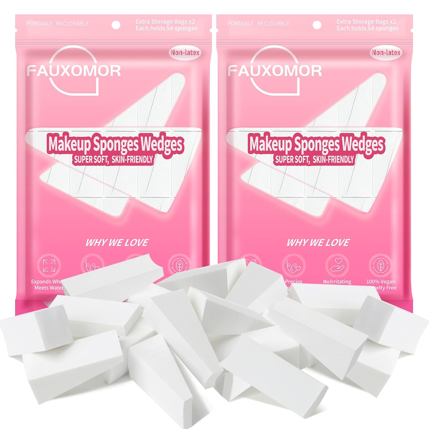 216 Pcs New Makeup Sponges Wedges for Face Foundation, Latex-Free Triangle Cosmetic Make Up Sponge for Flawless Application and Blending, Beauty Blender for All Skin Types with Four Pouches