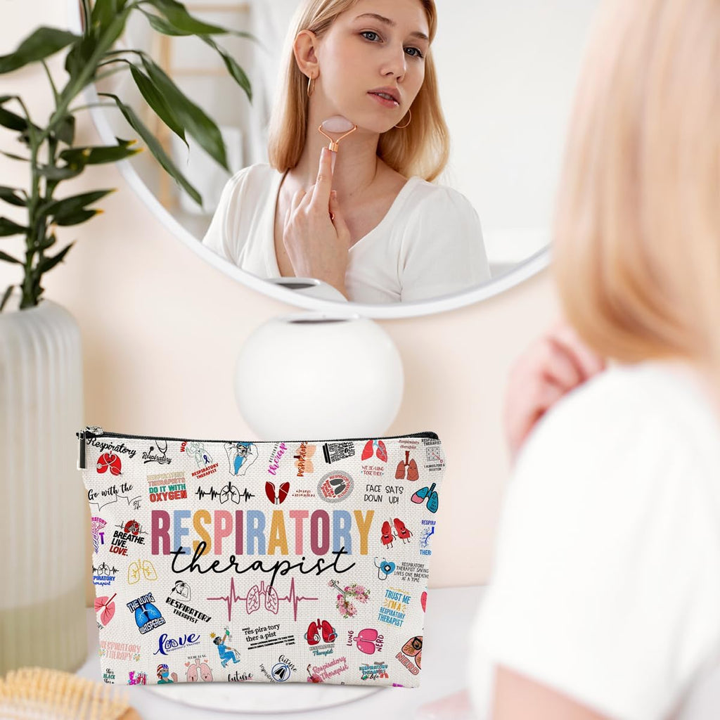 Respiratory Therapist Gifts Makeup Bag Respiratory Therapist Gifts RT Gift for Women Work Adult Humor Employee Pulmonology Nurse Coworker Graduation Birthday