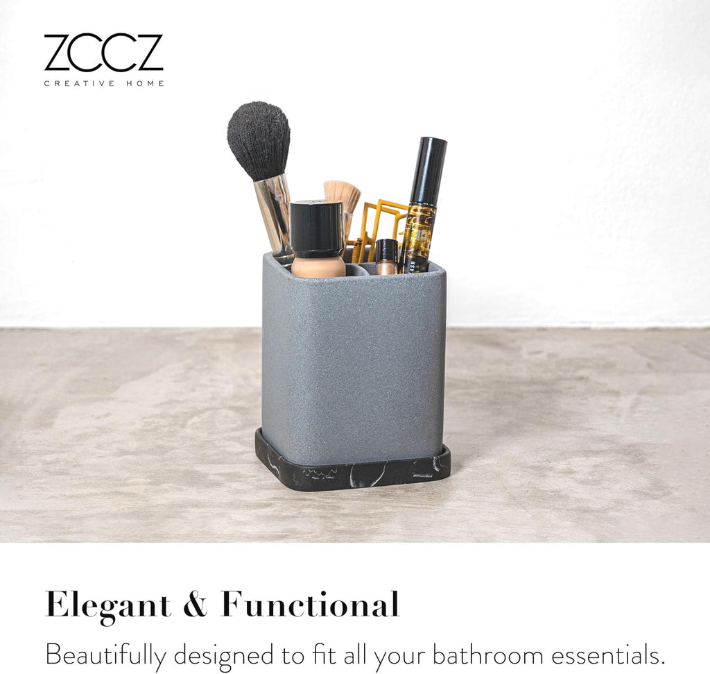 ZCCZ Toothbrush Holder, Durable Countertop Resin Electric Toothbrush Toothpaste Makeup Brush Razor Holder Stand Bathroom Organizer with Detachable Tray