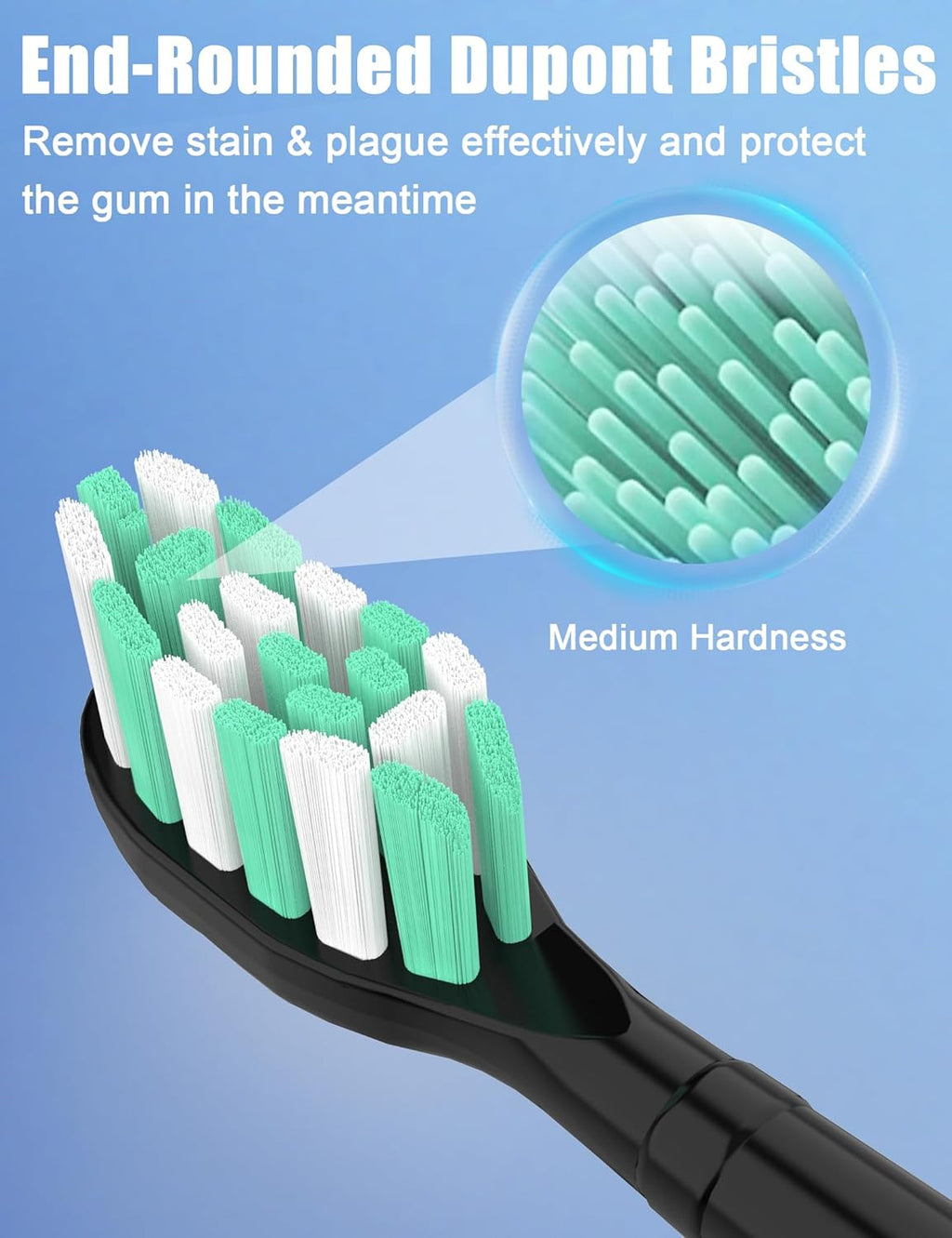 Toothbrush Replacement Heads for Philips Sonicare 4100 5100 Simply Clean Plaque Control Gum Health 1 2 Series Snap on Electric Brush Head, 4 Pack, Black