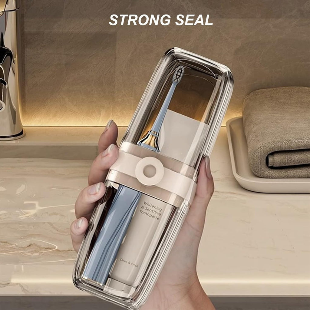 Toothbrush Travel Case Portable Clear Toothbrush Holders with Cover Leakproof Toothbrush & Toothpaste Holder for Traveling School Camping Business Trip Bathroom