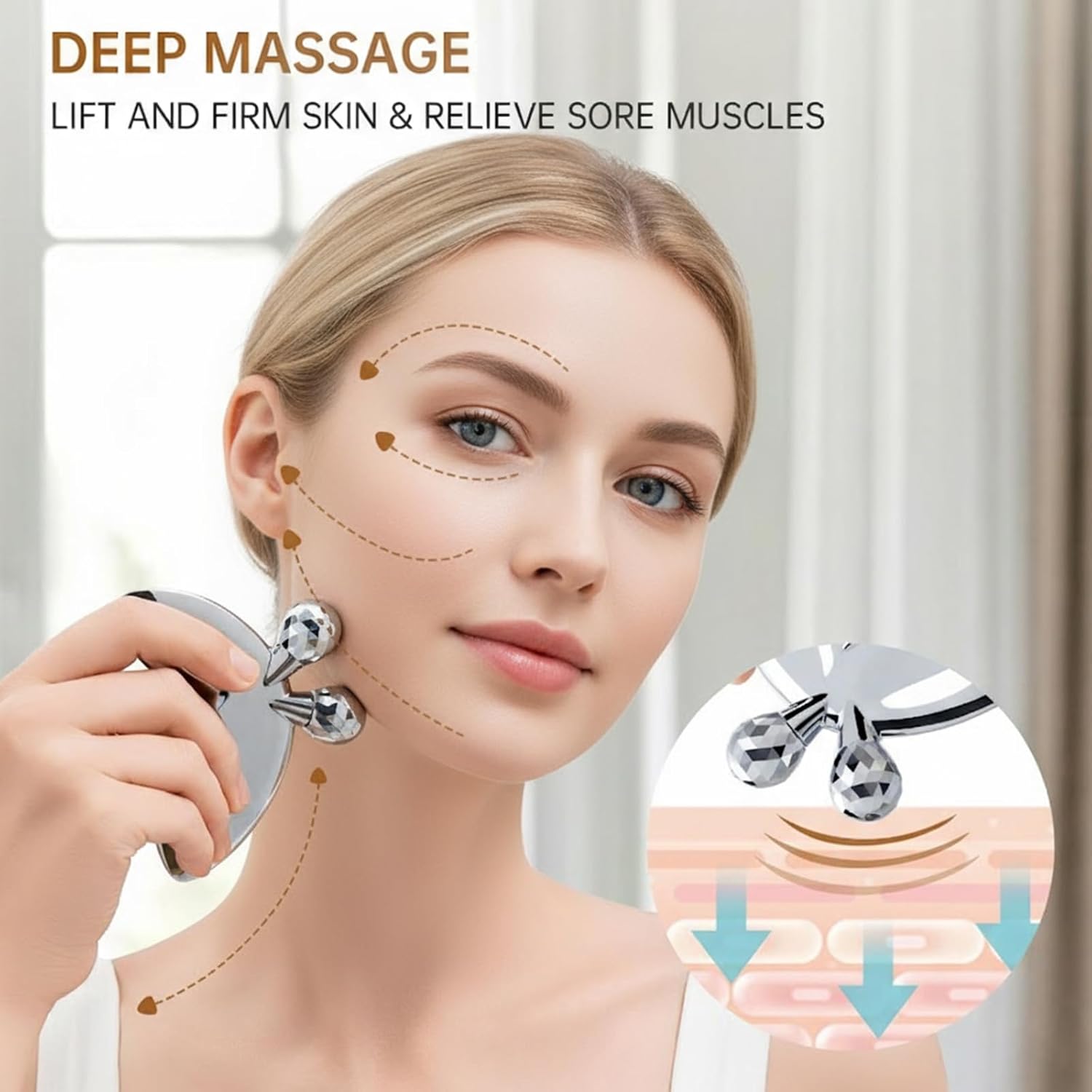 Stainless Steel Gua Sha Facial Tools,3D Butterfly Facial Roller for Women,2-in-1 Guasha Tool for Face Eye Skin Tightening,Body Gua Sha Tool for Lymphatic Drainage&Acupressure