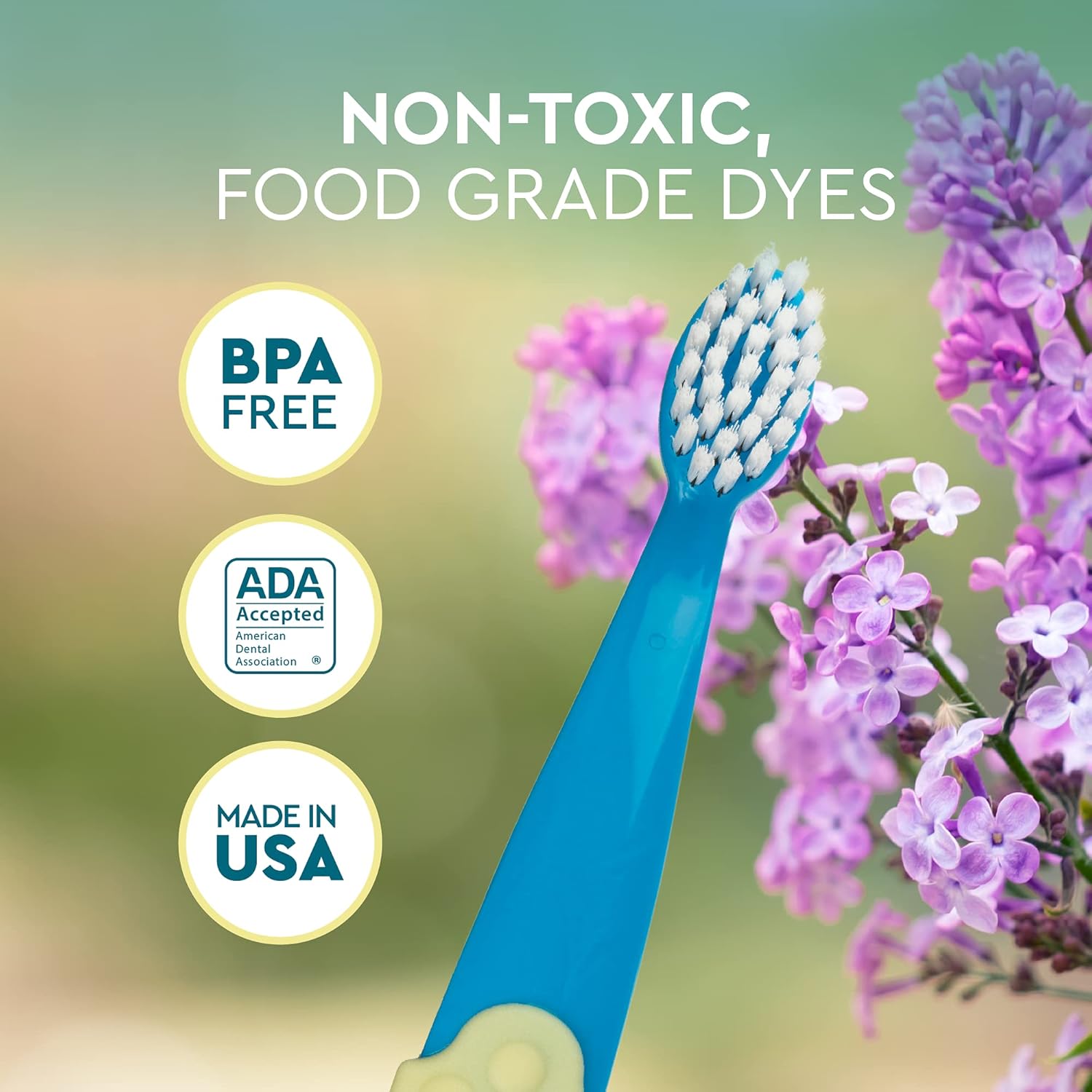 RADIUS Children's Toothbrush, Totz Plus Brush, Extra Soft Bristles, White & Coral/Mint & Grey/Grey & Purple, BPA Free ADA Accepted, for Delicate Teeth & Gums for Children 3 Years & Up, Pack of 3