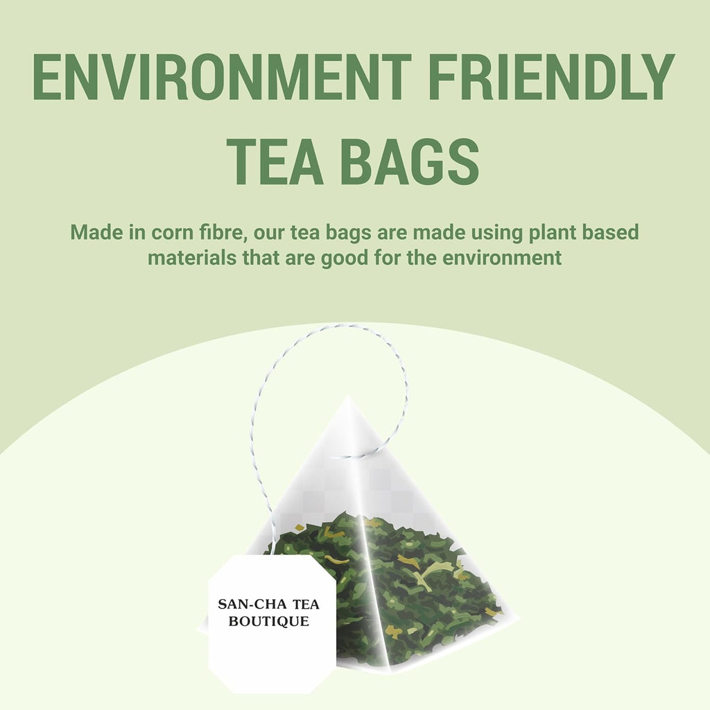 Sancha Tea Boutique, Peppermint Tea, Caffeine Free Herbal Tisane, 25 Pyramid Bags, Real Peppermint Leaves, Soothing & Relaxing