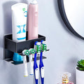 Toothbrush Head Holders, Electric Tooth Brush Head Holder, Adhesive Toothpaste Holder for Shower Bathrooms, Wall Mounted Tooth Brushing Holder Organizer Storage (Black, Small)